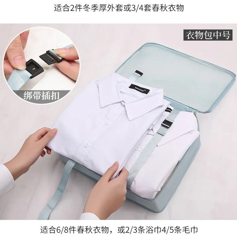 7Pcs Travel Organizer Storage Bags Wardrobe Cube Suitcase Packing Cubes Set Storages Luggage Clothes Shoe Pouch Folding