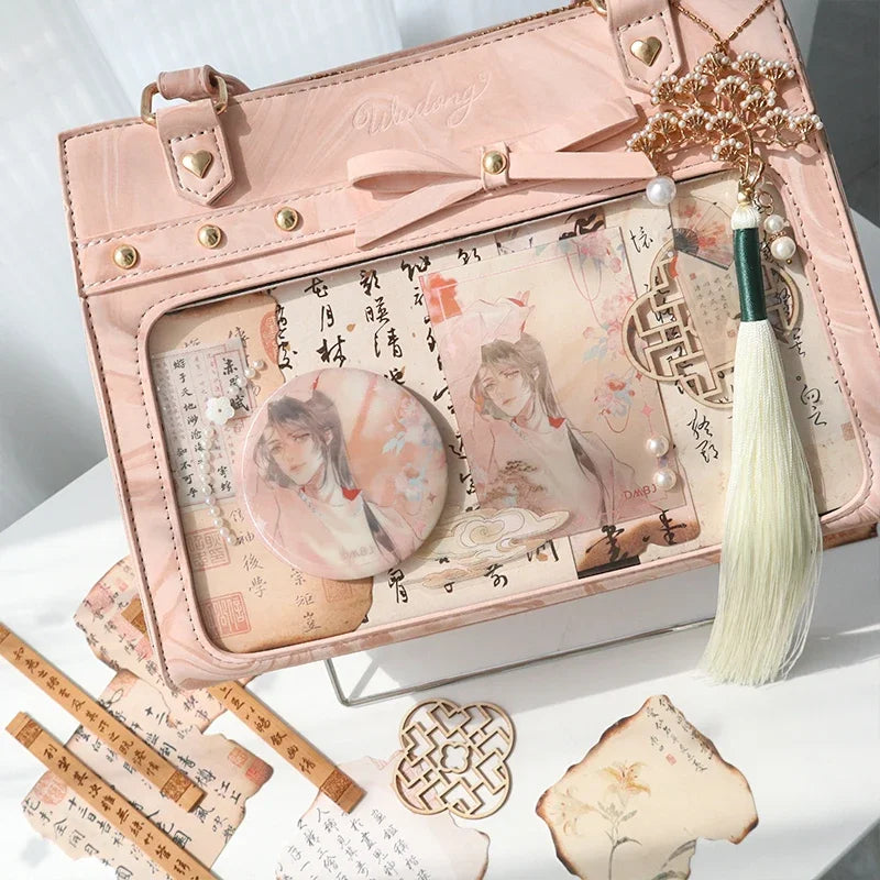 Japanese Teenager Girls Crossbody Bags PU JK Handbags Transparent Ita bag Women handbags Leather Shoulder Bag Bolso
