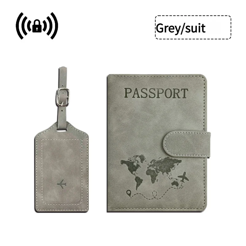 Travel Essentials: RFID-Blocking Passport Holder + Leather Luggage Tag Set