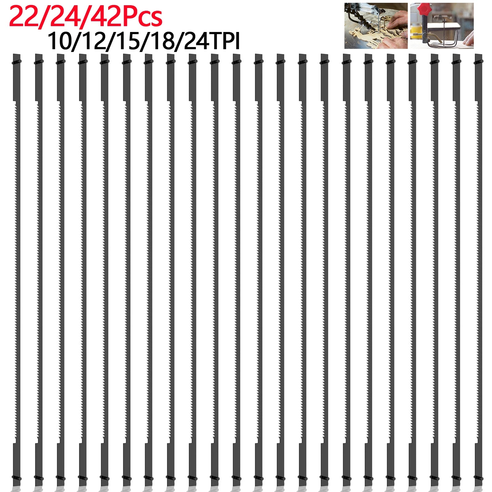 High Carbon Steel Scroll Saw Blade Set Pin End Scroll Saw Blades 15/18/24TPI Coping Saw Blade Jig Saw Blades Woodworking Tools