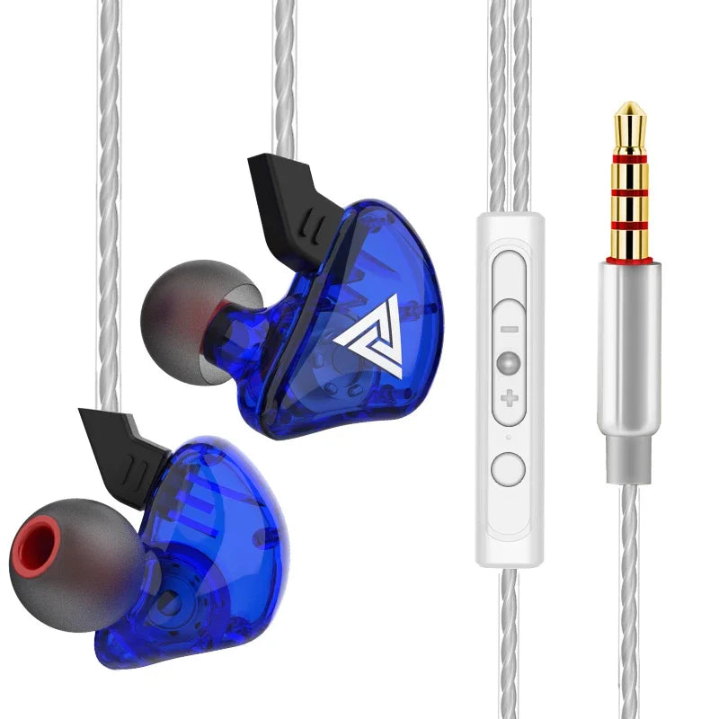 QKZ AK3 FiLe Wired Earphone with Microphone HiFi Music Monitor Bass Headphones Noise Cancelling Headset For Sport Gaming Earbuds