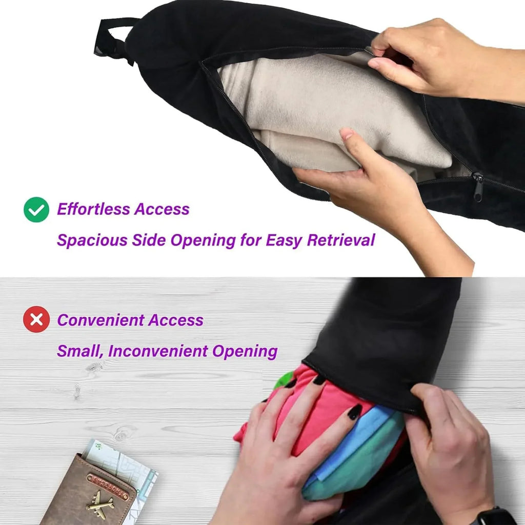 Portable Travel Bag Pillow Fillable Neck Pillow Stuff With Clothes Pillowcase Storage Bag Lycra Fabric Waterproof for Airplane