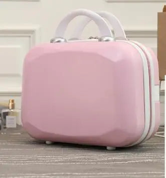 Pink/Blue/Purple/khaki 14 Inch Cosmetic Bag Small Women Travel Suitcase Luggage Compressive Material Size:30-15.5-23cm