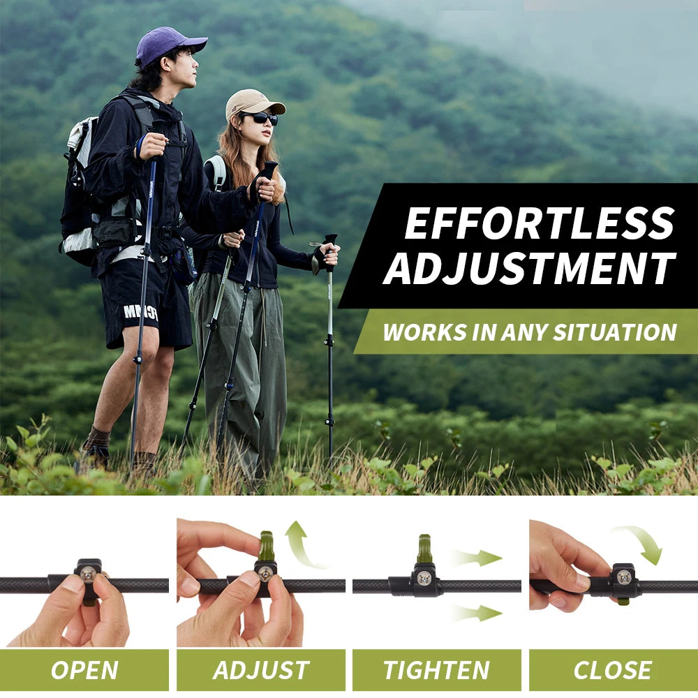 Naturehike Walking Stick First Snow EXT1 Carbon Fiber Hiking Poles 3 Section Ultra-light Telescopic Outdoor Climbing Hiking Cane