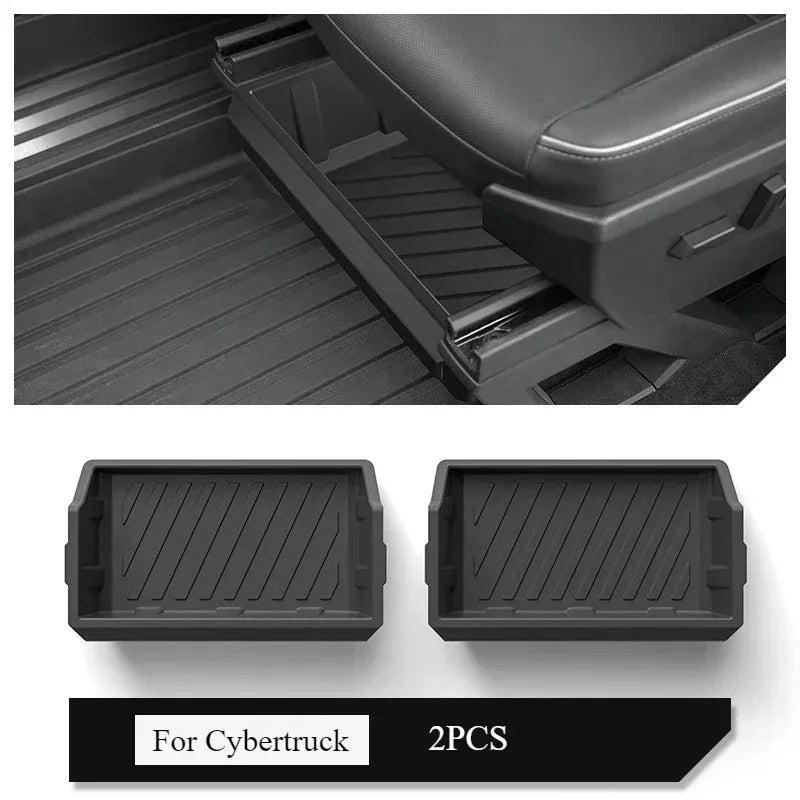For Tesla Cybertruck 2026 Storage Box Under Front Seats Drawer-type Storage Box Seat Hidden Storage Box Car Interior Accessories