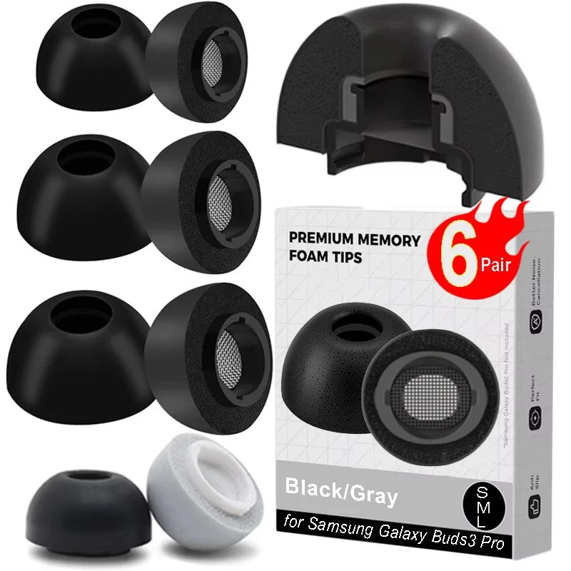 Memory Foam Eartips for Samsung Galaxy Buds 4 3 Pro Eartip Earplugs Anti-Slip Earbuds Ear Tips For Buds4 Buds3 Pro Earphone Case