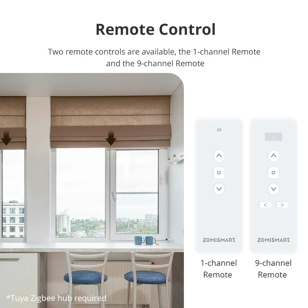 Zigbee Smart Electric Blind Motor for Aluminum Roman Shade Honeycomb Curtain Work with Tuya App Alexa Google Home Voice Control
