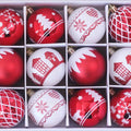 12pcs Red and White Christmas Balls Decorations, Mixed Shapes Plastic Christmas Ornaments, Holiday, Wedding and Party Supplies.
