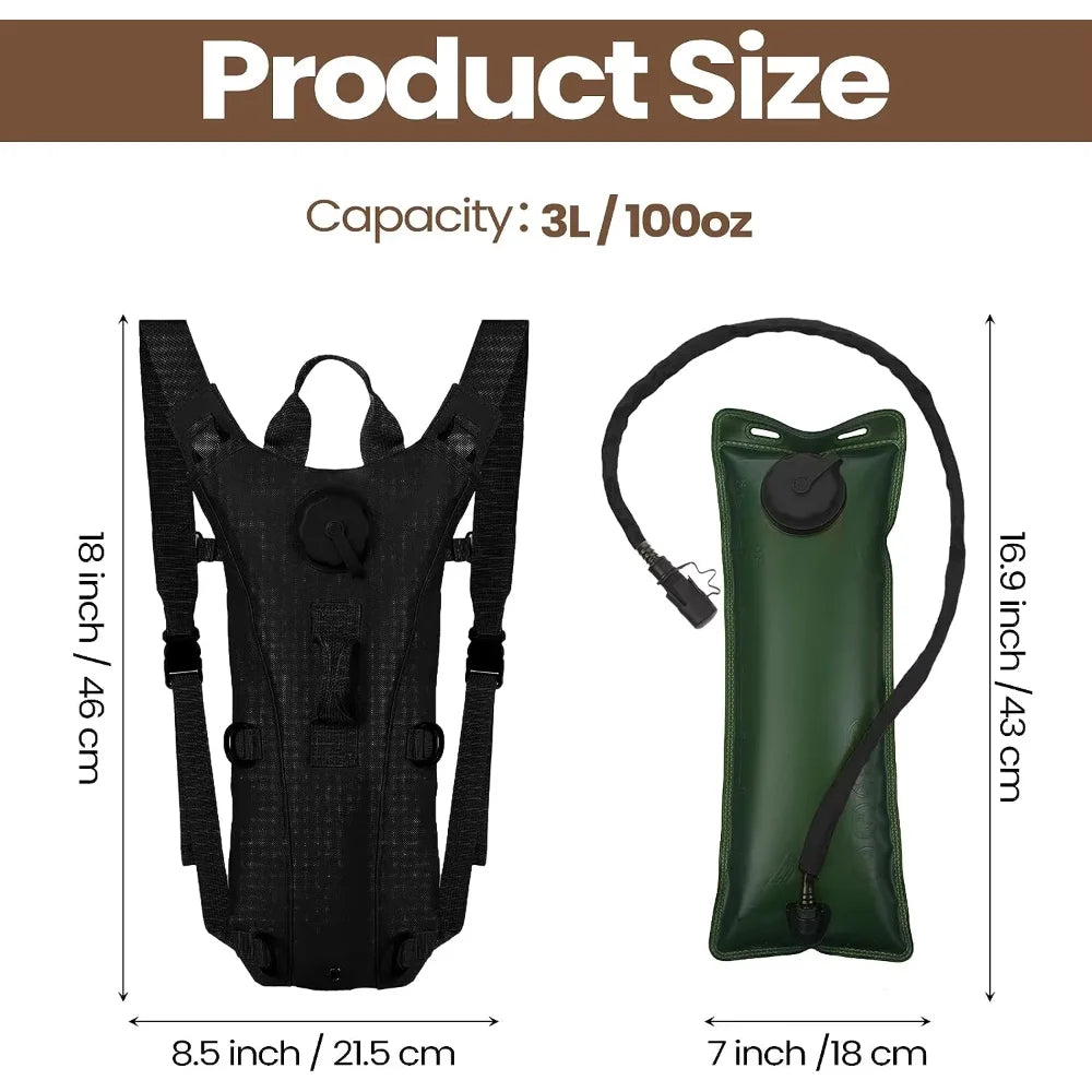 Sport Hydration Pack Backpack Water-proof Nylon Water Bag with 3 Liter Bladder for Hiking Cycling Climbing