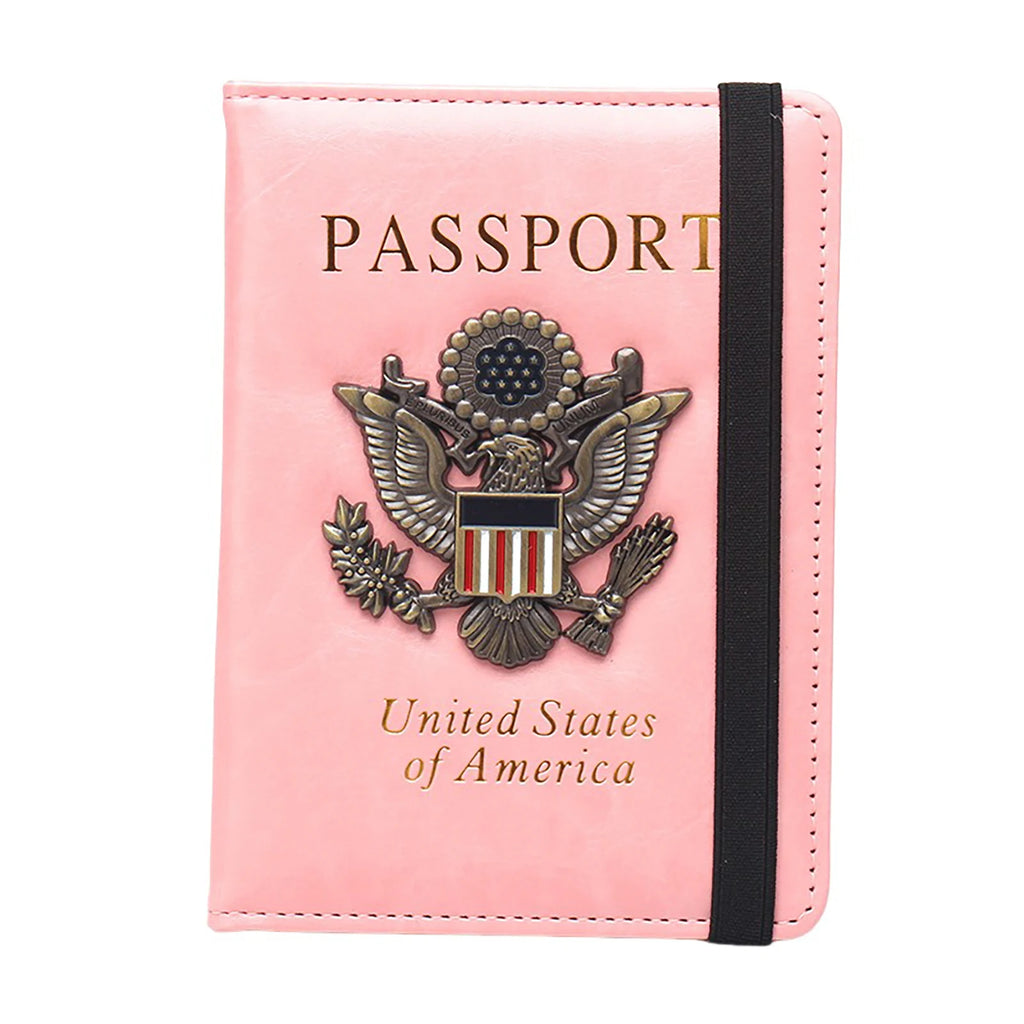 Rfid-Passport Holder For Travel Novelty Waterproof Passport Holder Cover With 3D Metal Badge Portable Card Wallet For Bank Cards