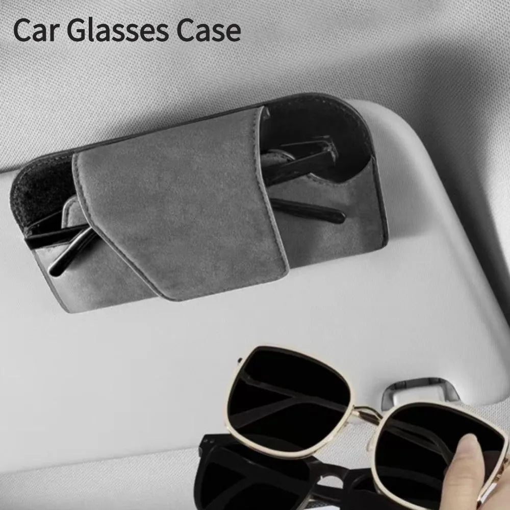 Portable Car Glasses Case Sun Visor Glasses Suede Sunglasses Storage Box Wear-Resistant Car Driving Glasses Clip Universal