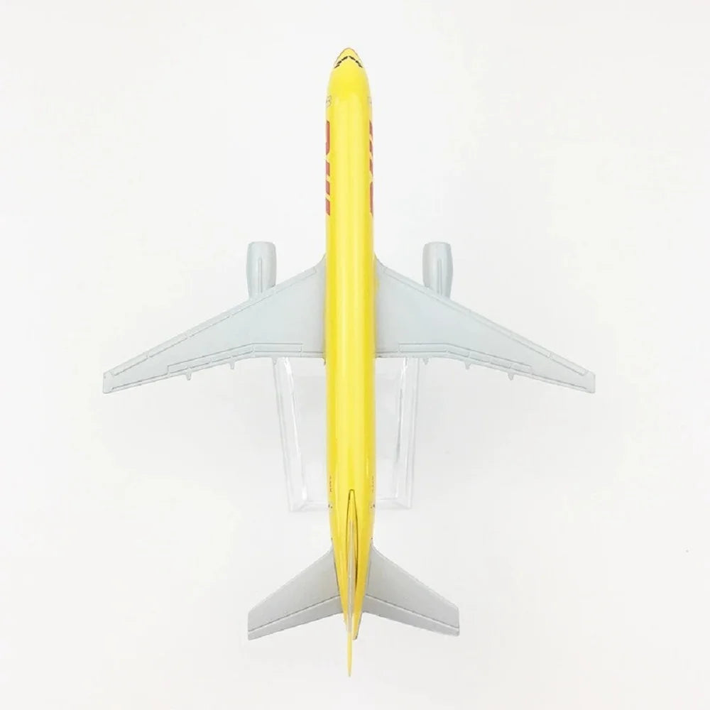 16cm Scale B757 Adults Fun Airplane Replica Dhl Alloy Toy Airplane Diecast Model Yellow Freight Machine Diecast Aircraft Aviatio