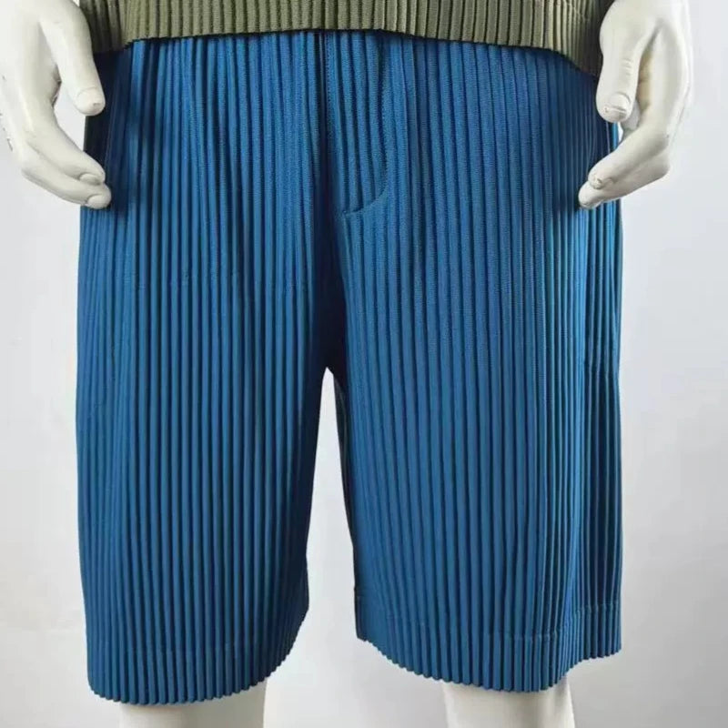 Miyake Pleated Short Sleeve Shirt Men's 2026 Classic Pleats Top Short Sleeve Summer Loose Plisse Jacket Loose Plus Size Fold Top