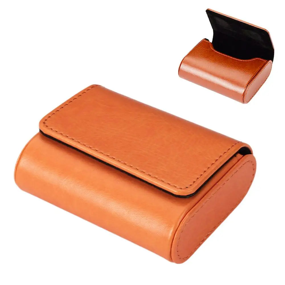 PU Leather Storage Box Classic Travel Magnetic Earphone Earbuds Organizer Pouch Dust-proof Anti Scratch Watch Storage Box