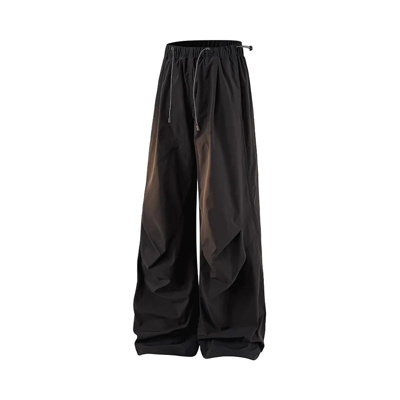 Women's Spring Autumn Loose Hiking Pants American Lazy Casual Parachute Embroidery Sweatpants Women Camping Pleated Overalls