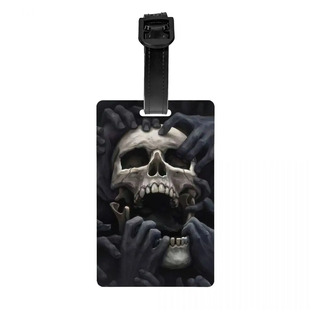 Custom Evil Hands Skull Luggage Tag Privacy Protection Halloween Gothic Skeleton Baggage Tags Travel Bag Labels Suitcase