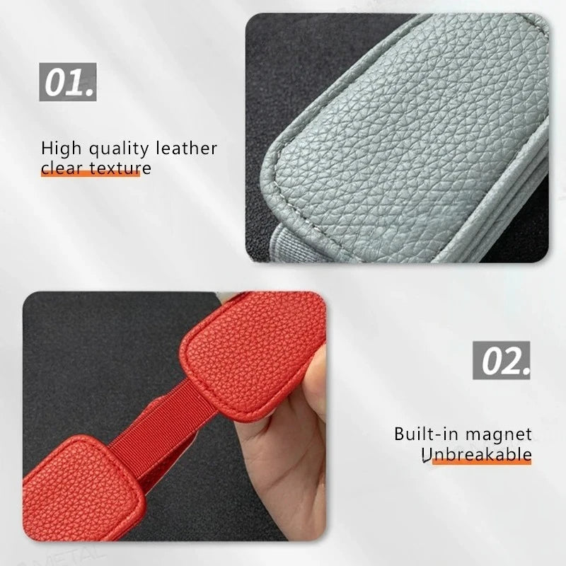 BLALION Car Sun Visor Clip Glasses Cards Case Auto Sunglasses Visor Glasses Holder Sunglasses Bracket Holder PU Glasses Support