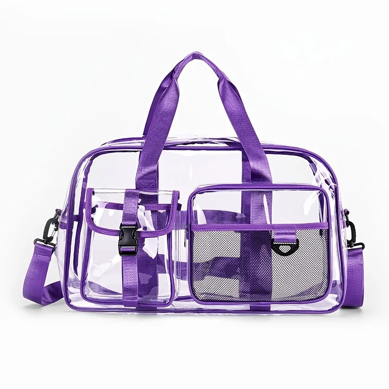 Spacious Clear Pvc Carry Large Capacity Portable Handbag Suitable Gym Beach Outdoor Sport Daily Travel Storage Organizing Use