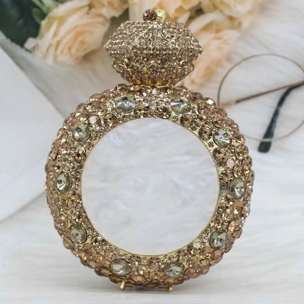New Design Big Diamond Ring Bag Women Clutch Purse Bridal Wedding Rhinestone Evening bags lady handbags Silver and gold