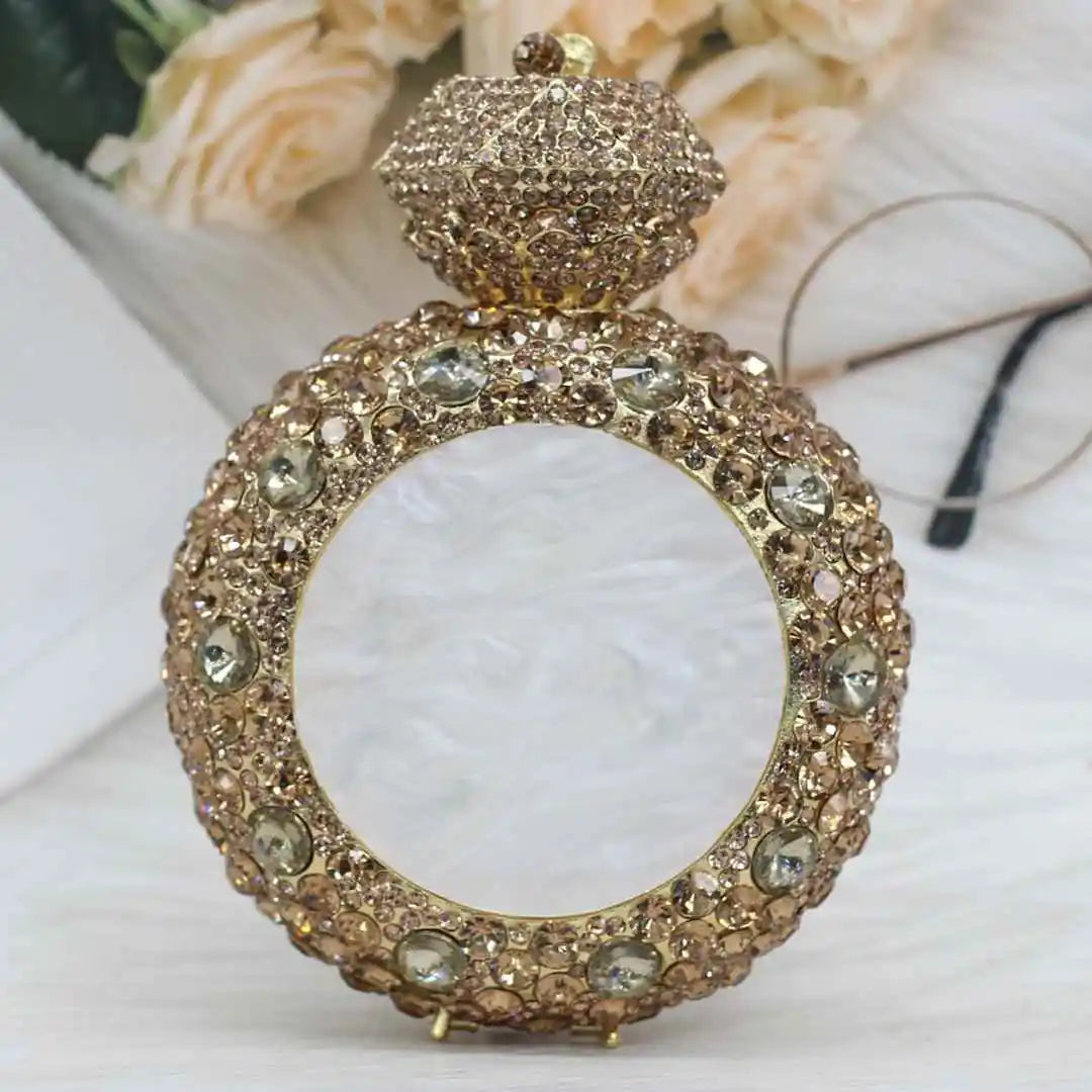 New Design Big Diamond Ring Bag Women Clutch Purse Bridal Wedding Rhinestone Evening bags lady handbags Silver and gold