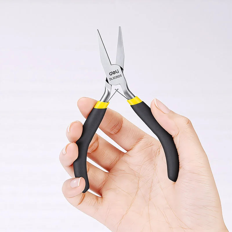 5-inch Mini Flat Nose Pliers - High Carbon Steel with Coated Handle, for Electrical Repair, Home DIY , Gripping in Tight Spaces
