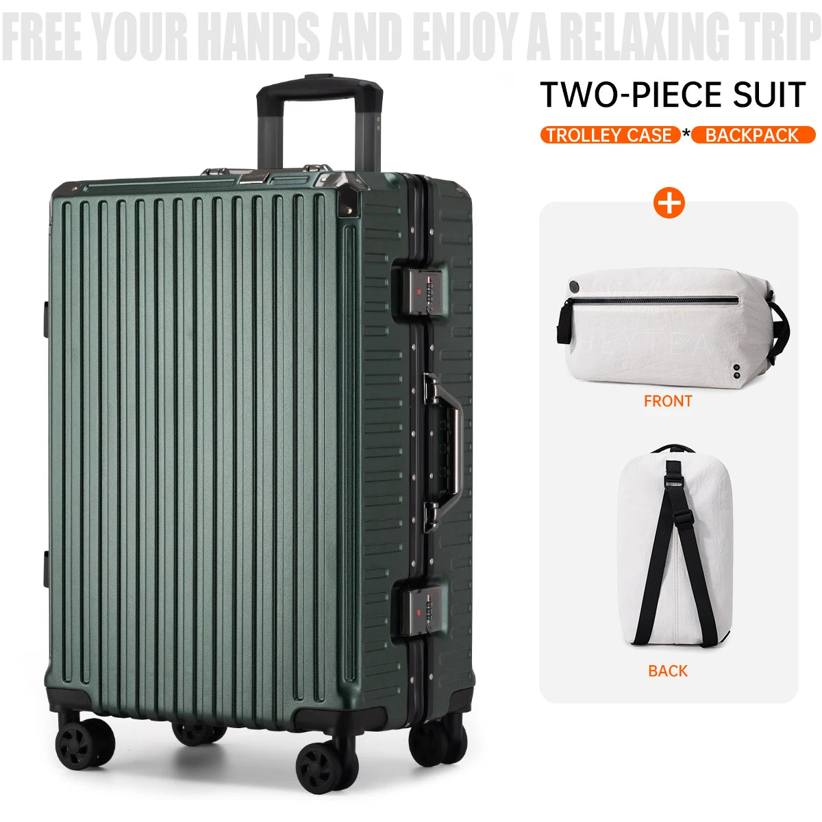Large-Capacity Suitcase, Trolley Case, Carry-On Luggage, Sturdy and Durable, Suitable for Students, Unisex, Can Be Paired with a Multifunctional Backpack, Work Bag
