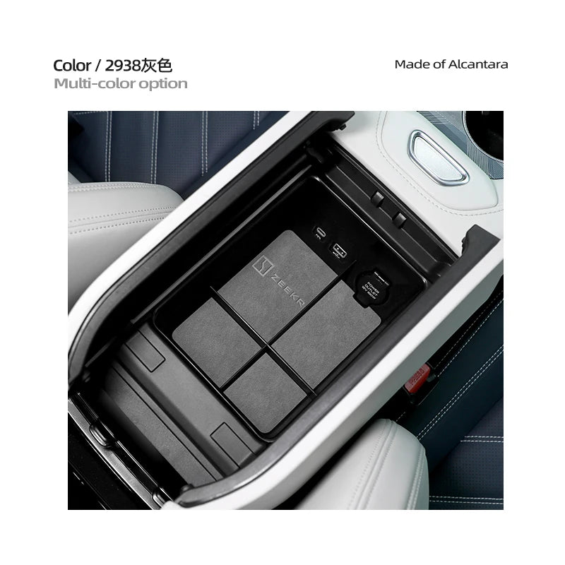 For ZEEKR 001 Center Control Storage Box Storage Box Shelf Armrest Box alcantara suede Interior Car Supplies