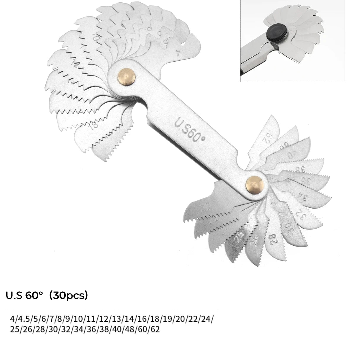 55/60 Degree Thread Plug Gauge Metric Imperial Gear Tooth Screw Pitch Gauges Carbon Steel Measuring Tool Tap Thread Measurement