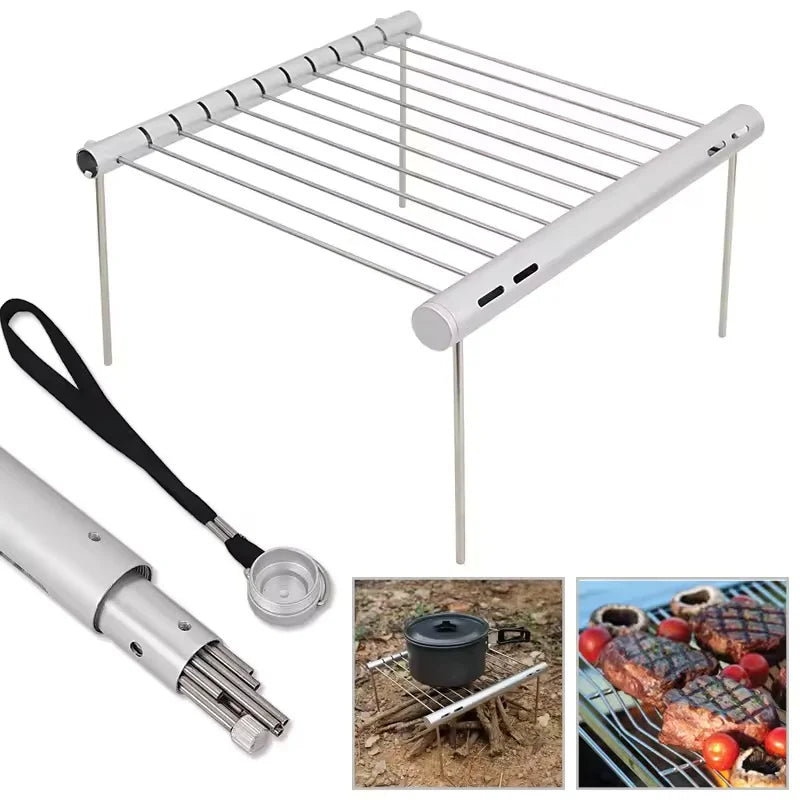 NEW Portable Stainless Steel BBQ Grill Folding Charcoal Barbeque Mesh for Camping Picnics Travel Backpacking Survial Grill Tools