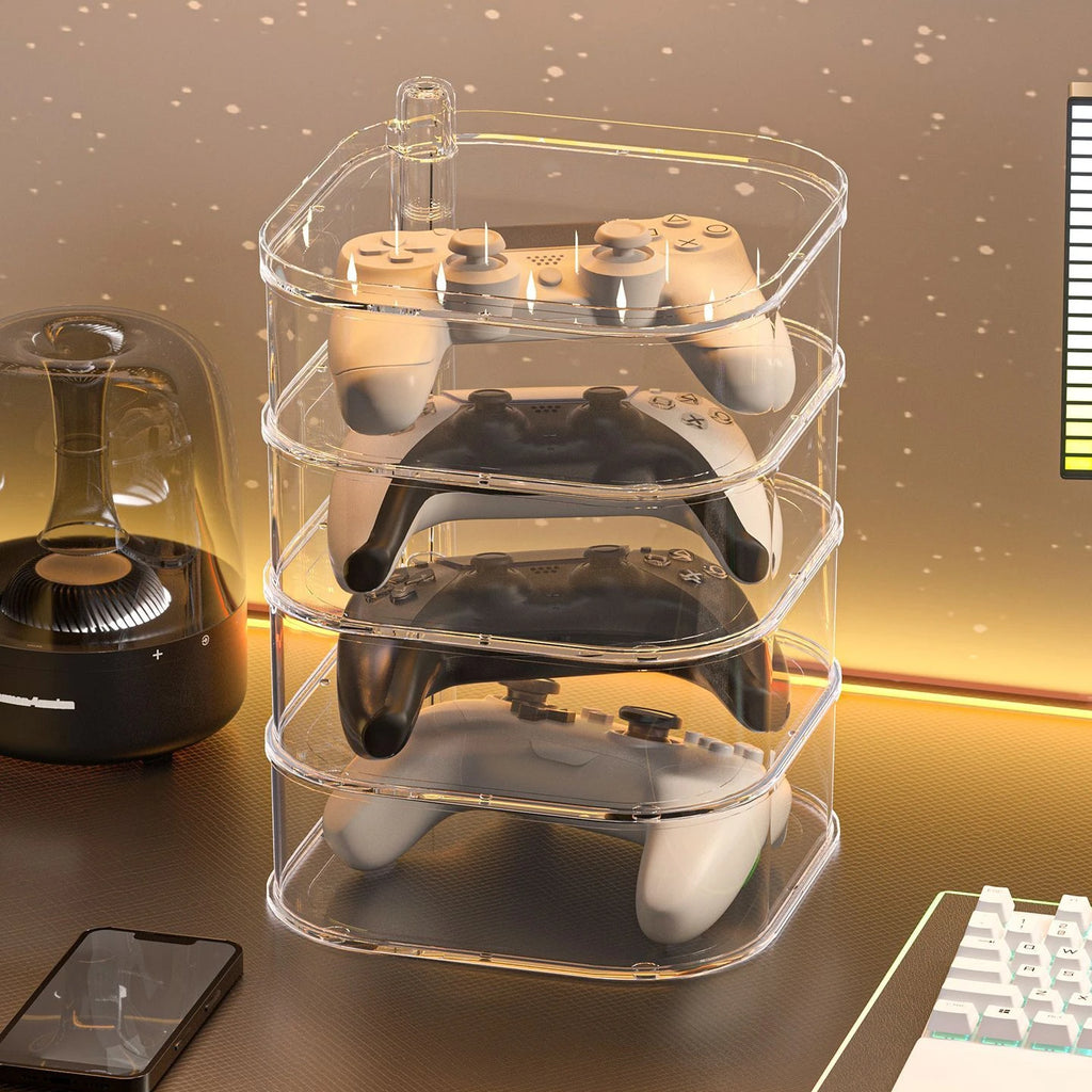 Controller Stand Storage Box,Large Capacity Multi-layer Game Console Card Holder Organizer for Desktop Display Home Storage