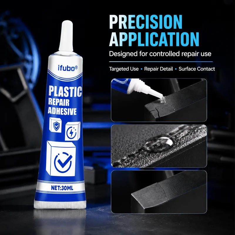 Ifubo Plastic Repair Adhesive 30ML Fast Cure Strong Bond For Car Bumper Dashboard Trim Crack Broken Plastic DIY Garage Glue