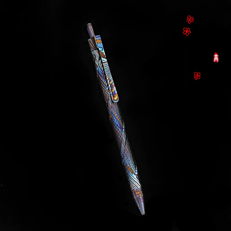 Zirconium Titanium Damascus Click Pen Tactical Pen EDC Portable Signing Premium Business Pen Stationery