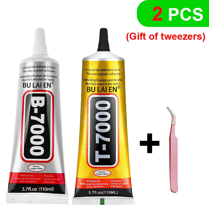 B7000 Mobile Phone Screen Super Waterproof Adhesive Universal Bonder for Apple and Samsung Touchscreen Glass 110ml Fast-Setting B7000 + T7000 Glue 5-Pack