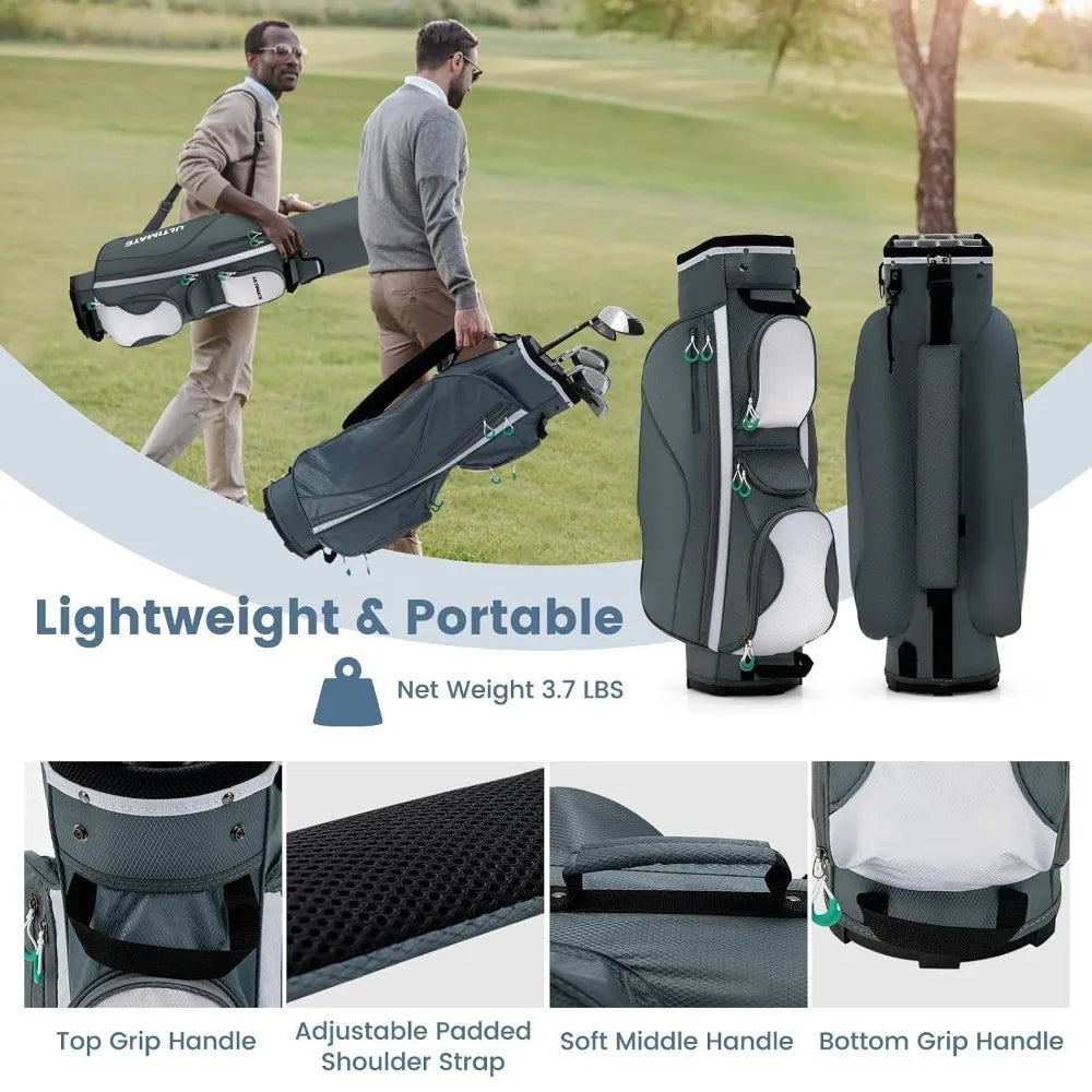14-Way Lightweight Golf Cart Bag,3.7 LBS,Top Dividers,7 Zipped Pockets With Cooler, Custom