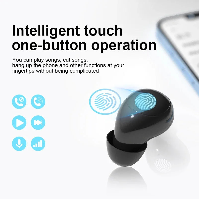 KEBIDUMEI Invisible Mini Earphones Bluetooth 5.3 Headphones HiFi Stereo Noise Reduction In-ear Earbuds TWS Wireless Headsets
