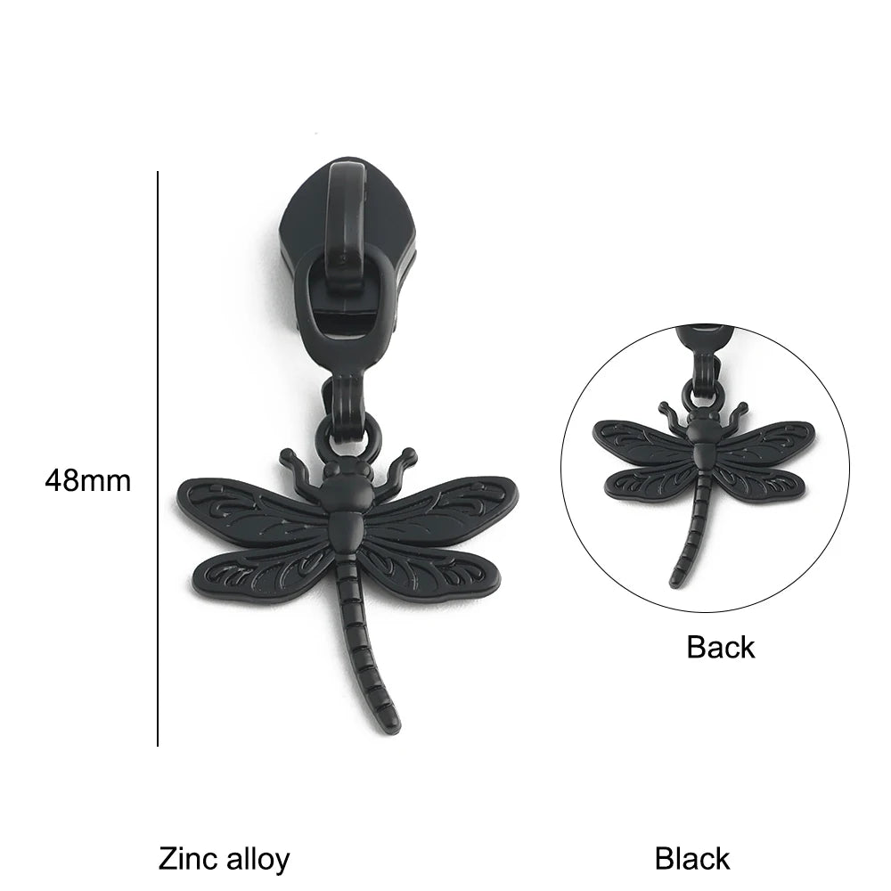 10/40/100PCS Owl/Dragonfly/Bee/Butterfly Shape 5# Nylon Zipper Sliders For Decorative Zipper Tab Bags Pocket Sewing Accessories