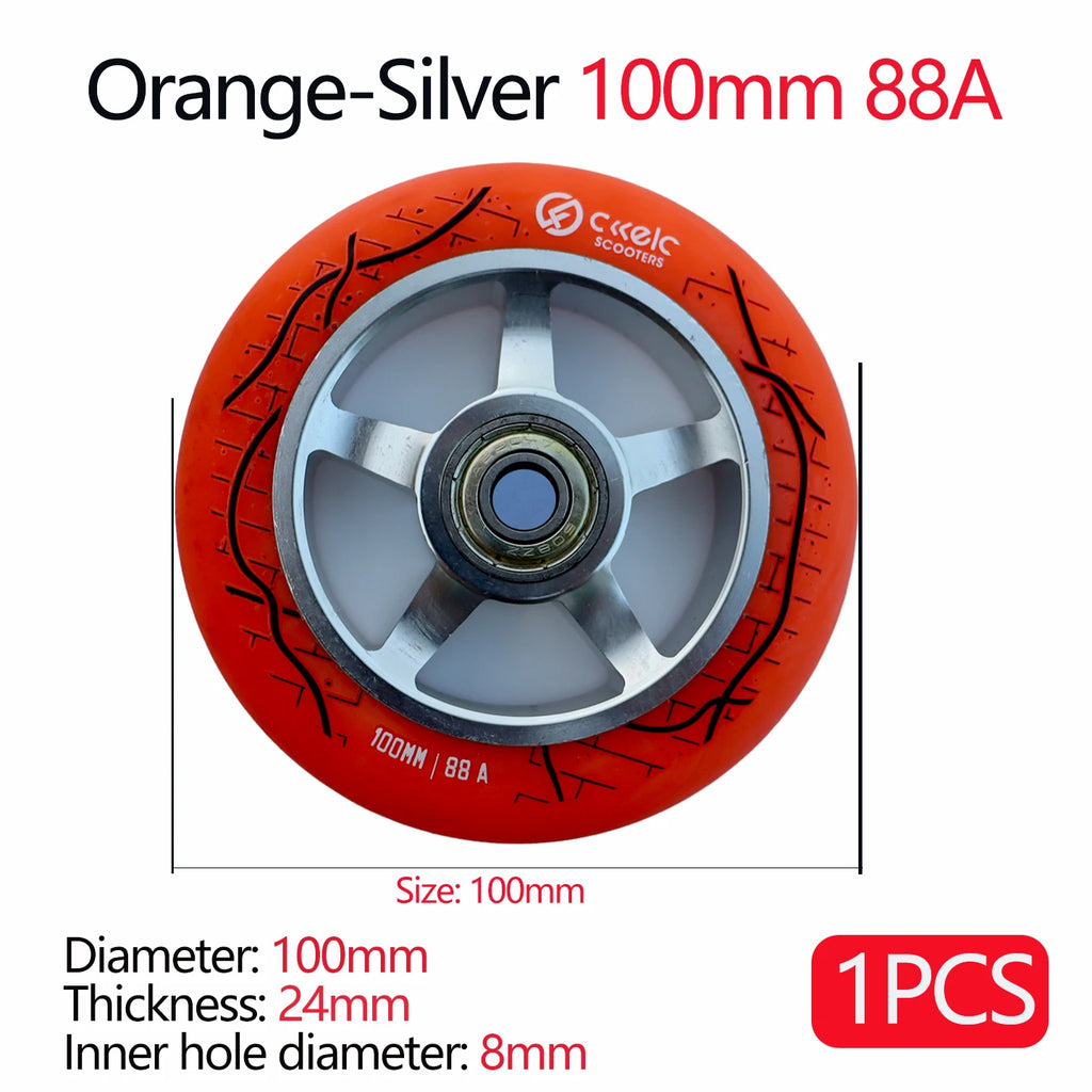 100/110/120mm Extreme Scooter Wheel, Aluminum Alloy Hub Impact Wear Resistant, Freestyle Racing Replacement Accessory