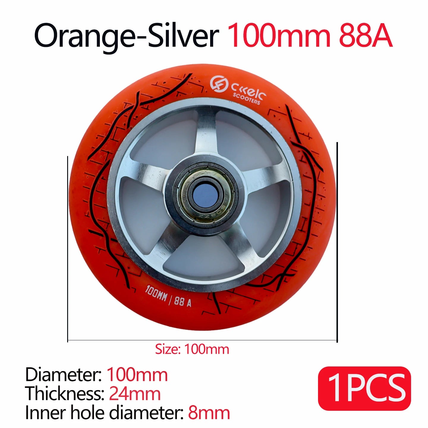 100/110/120mm Extreme Scooter Wheel, Aluminum Alloy Hub Impact Wear Resistant, Freestyle Racing Replacement Accessory