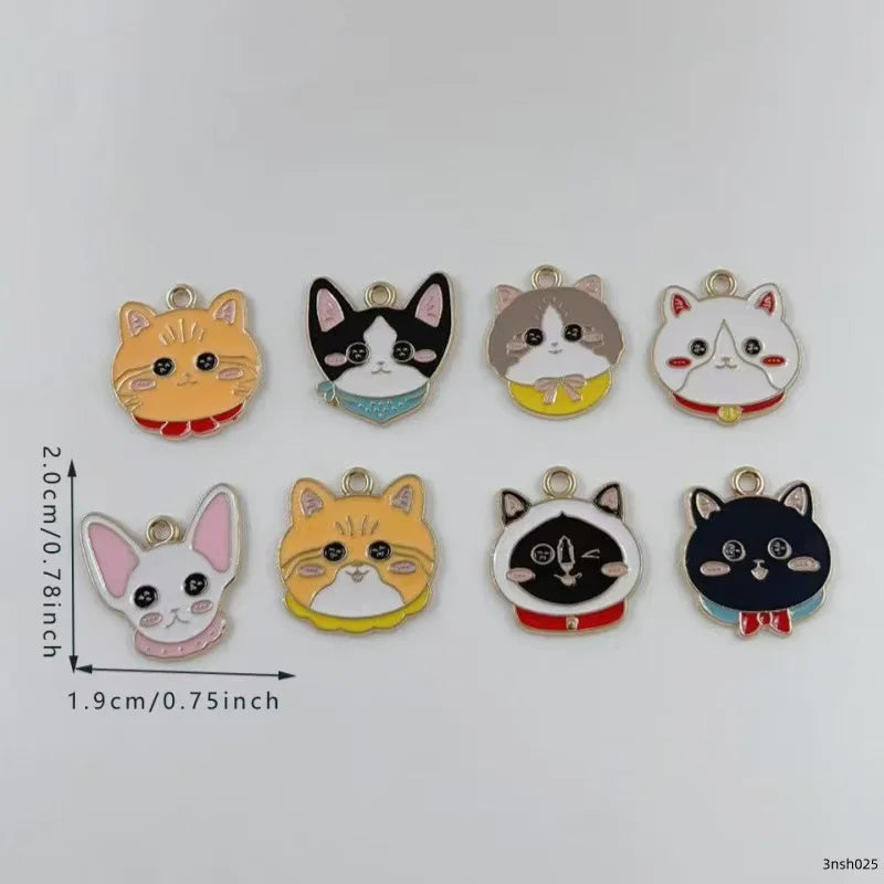 10pcs Cartoon Animal Pet Dog Puppy Footprint DIY Alloy Drip Oil Keychain Necklace Jewelry Pendant Pendant
