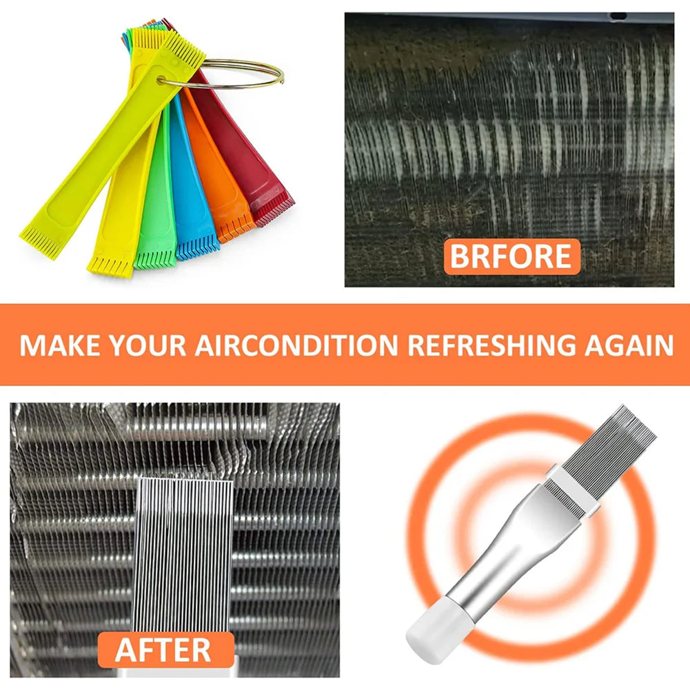 Air Conditioner Fin Comb FCR6 Tool Kit AC Evaporator Condenser Radiator Straightener Repair & Clean Brush