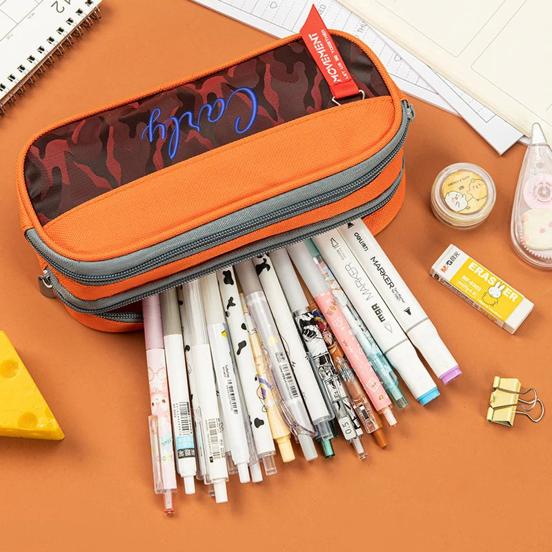 Customised Embroidery/Standard Style 2 Options, High-Quality Camouflage Pencil Case, Stylish Storage Box. Back-to-School Season,