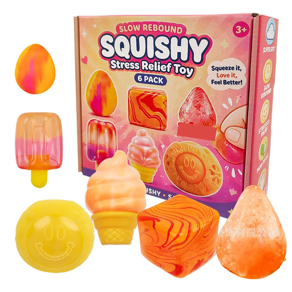 Random Color 8pcs/Box TPR Maltose-Filled Squishy Toy, Slow Rising Stress Relief Sensory Fidget Decompression Blind Box Gift