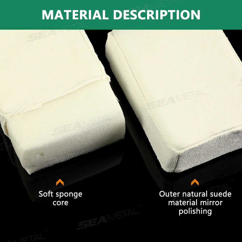 SEAMETAL 3pcs Car Detailing Suede Sponge Polishing Applicator Use With Ceramic Coating for Car Paint Metal Rubber Glass Cleaning
