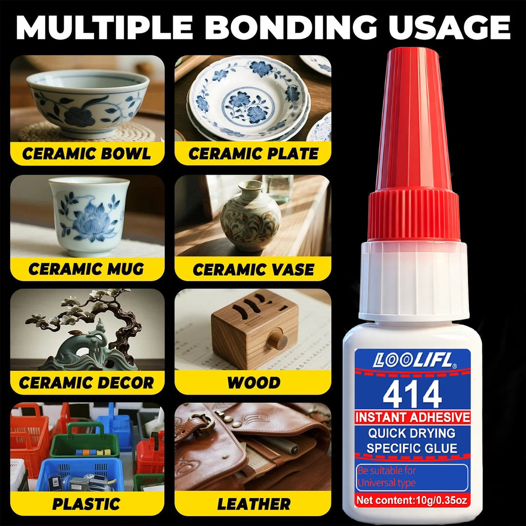 LOOLIFL super cyanoacrylate glue Fast Drying Strong Bonding All Purpose Adhesives for Ceramic Glass Metal Wood DIY Repairs tool
