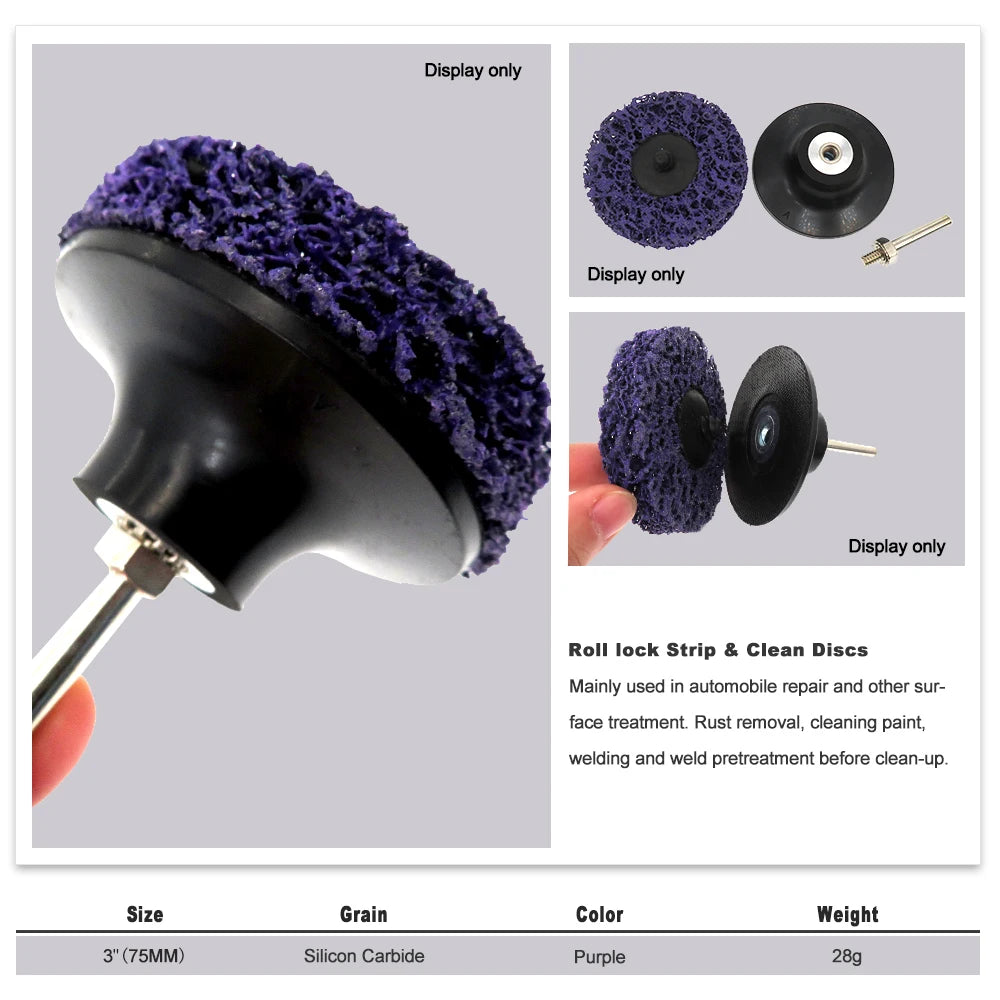 3" 75mm Quick Change Easy Strip & Clean Discs Purple 20 Pcs for Paint Rust Removal Auto Surface Prep