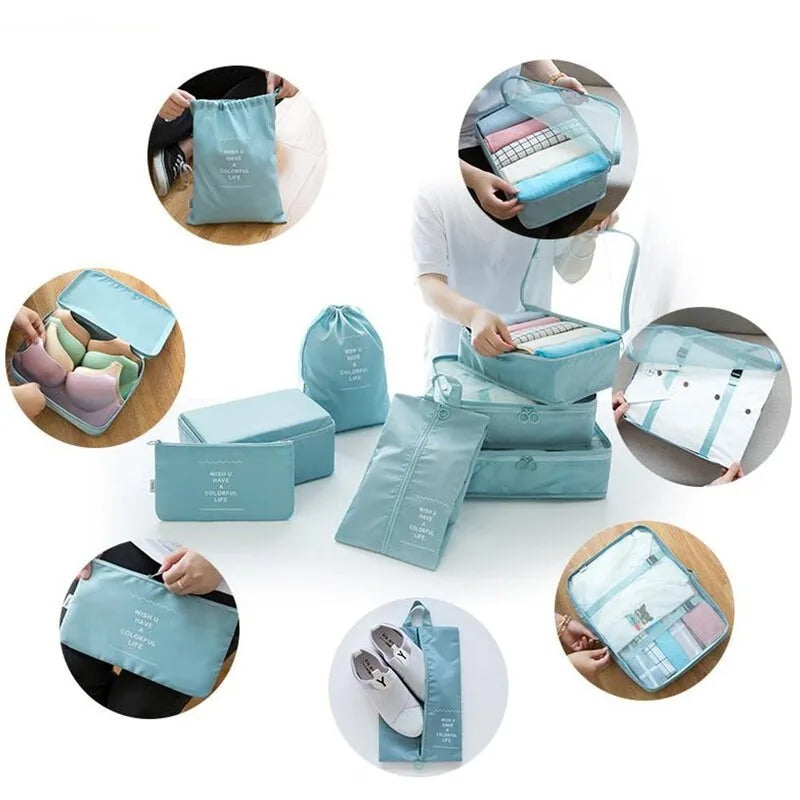 7 Pcs Set Travel Storage Bags, Luggage Organizer Clothes Sorting Foldable Organizer,  Waterproof Suitcase Packing Bags SNBD021