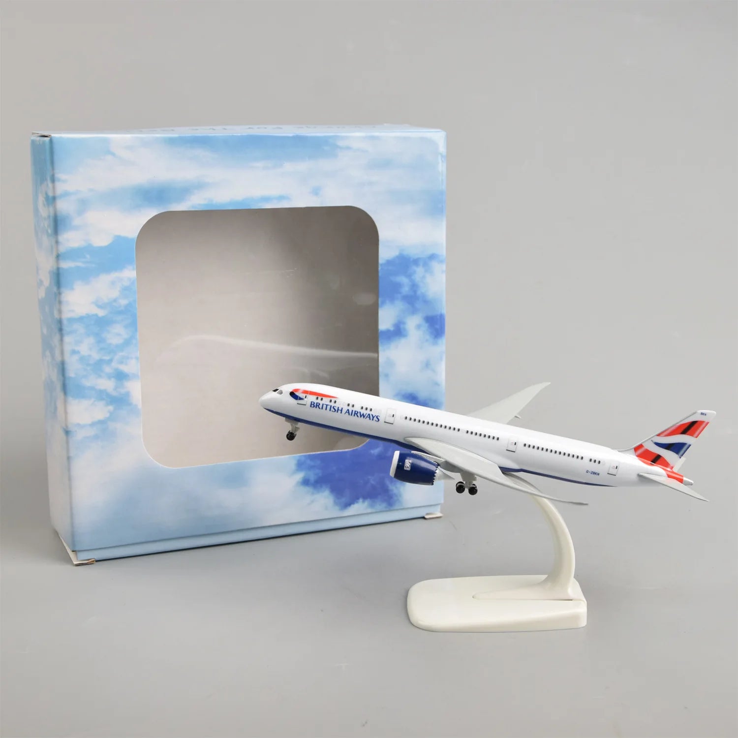 1/300 Scale 20cm Britain B787 Diecast Metal Airplane Model Toy Kits with Stand for Collections Displays or Boy Gift