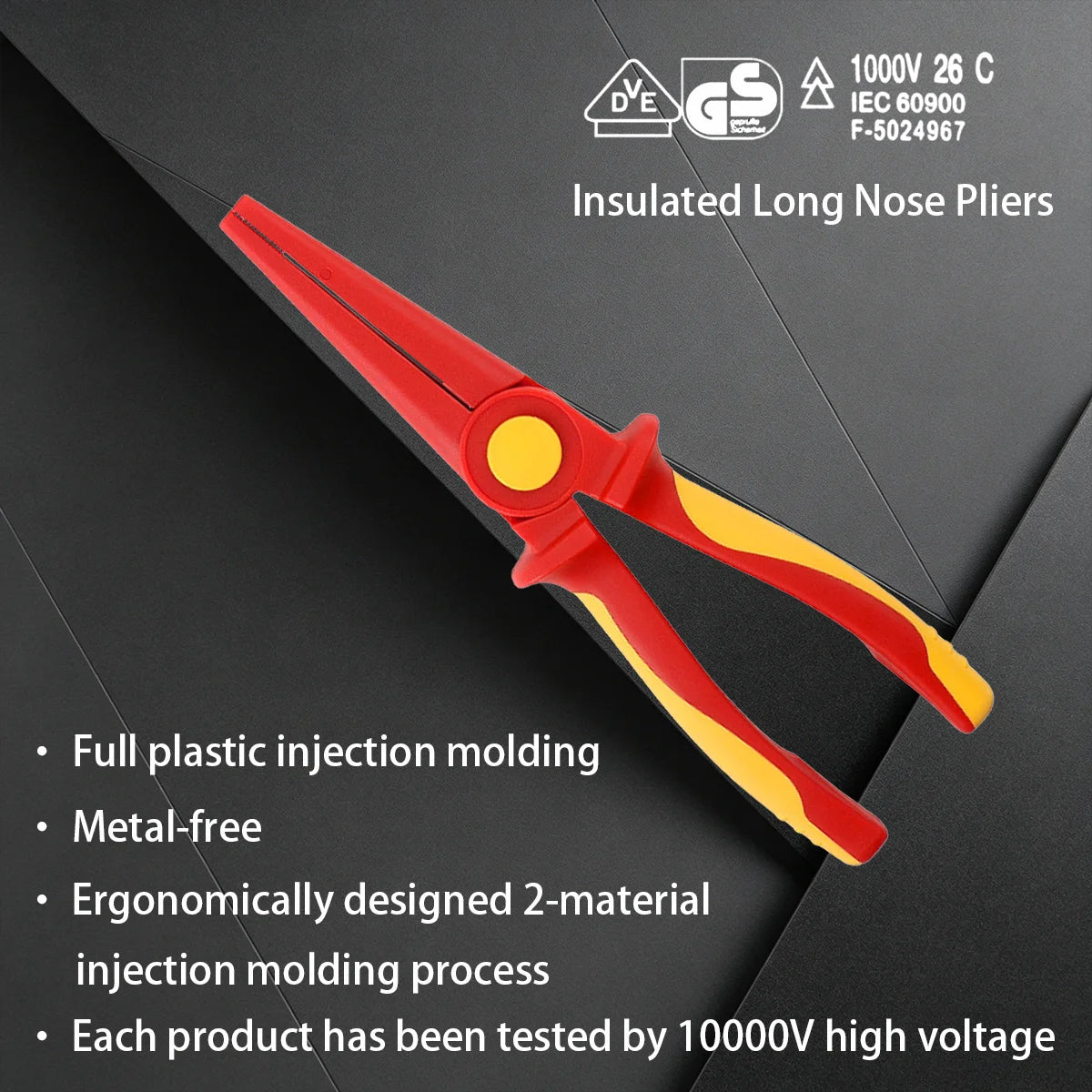 Multifunctional VDE 1000V Insulated Wire Pliers Electrical Special Plastic Needle-nose Pliers for High Voltage Work