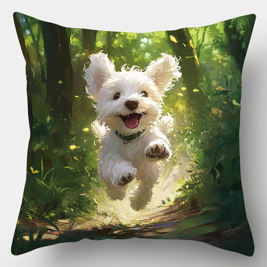 4-Piece Spring Printed Pillowcase Set – Featuring Puppies, Kittens, Forest Scenes & Daisies