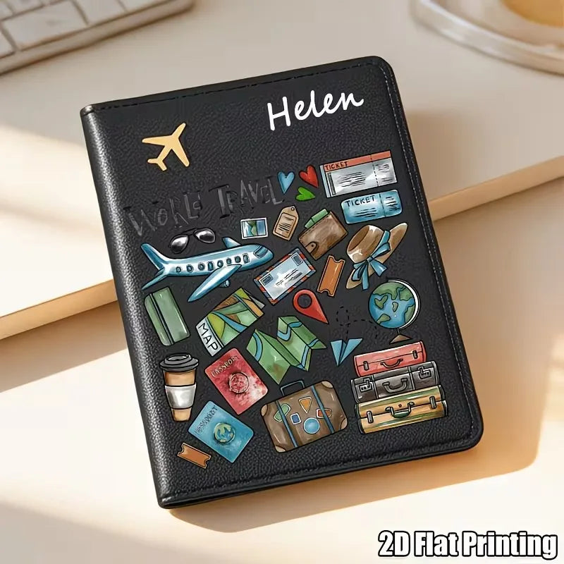 Custom Name Travel Passport Holder - Lightweight Synthetic Faux Leather, Unlined Interior, Suitable for ID Cards And Passports